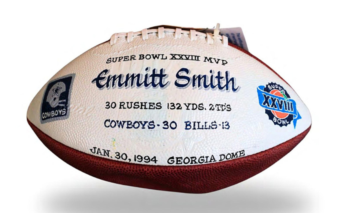 A game-used touchdown ball from Super Bowl XXVIII is one of the auction's top items.