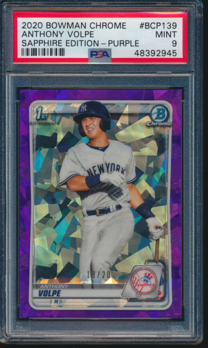 PSA 9 ANTHONY VOLPE 1st 2020 Bowman Chrome SAPPHIRE PURPLE REFRACTOR /20 RC MINT