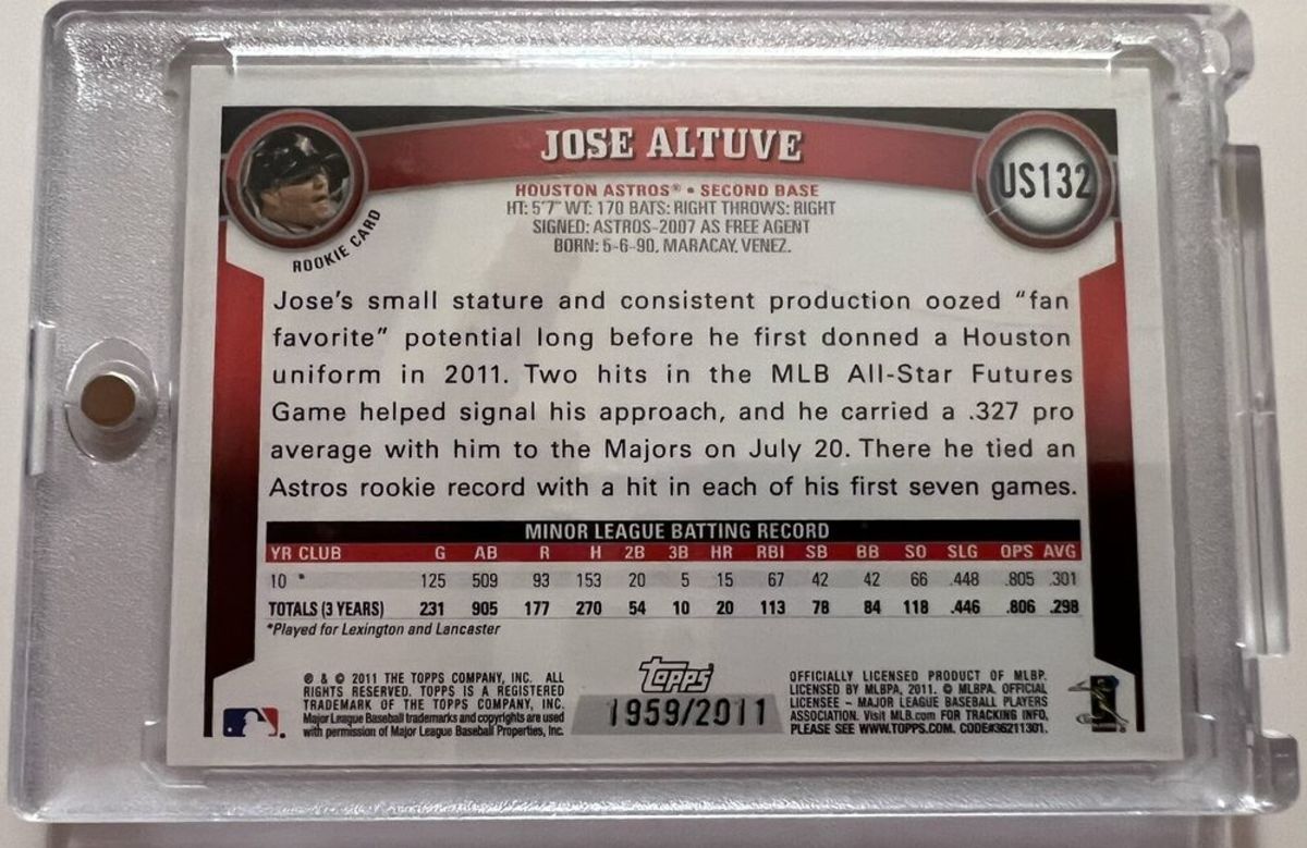 2011 Topps 60 Years Of Collecting Jose Altuve Rookie Gold #US132 1959/2011 RC