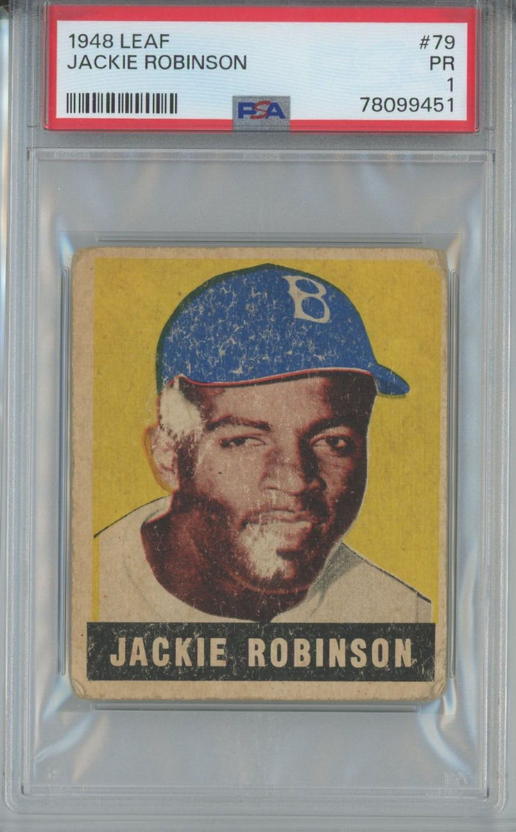 Jackie Robinson 1948 Leaf #79 Rookie Card RC Brooklyn Dodgers PSA 1 PR